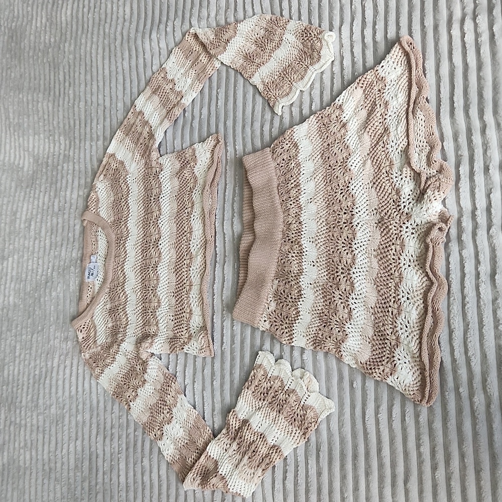 Princess Polly crochet set tan xs/s